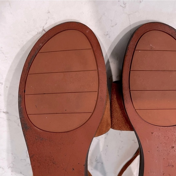 Franco Sarto Lockheart Cognac Suede Gold Ring Ankle Strap Sandal, size 8 - Picture 9 of 14